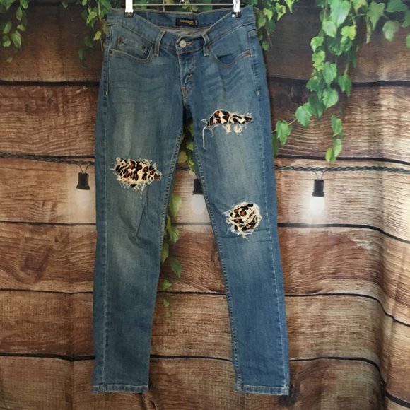 🐆Upcycled Cheetah Skinny Jeans - Picture 8 of 14